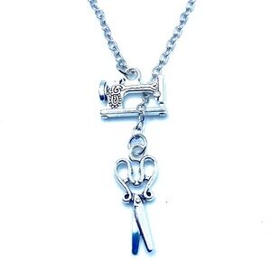 Seamstress Necklace Sewing Machine Scissors